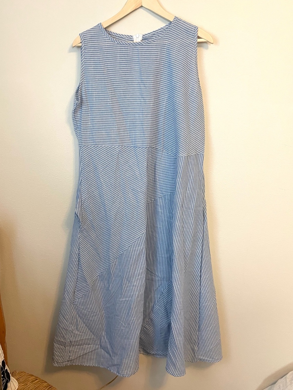 Sleeveless Blue Striped Women’s Dress - Size L/XL
